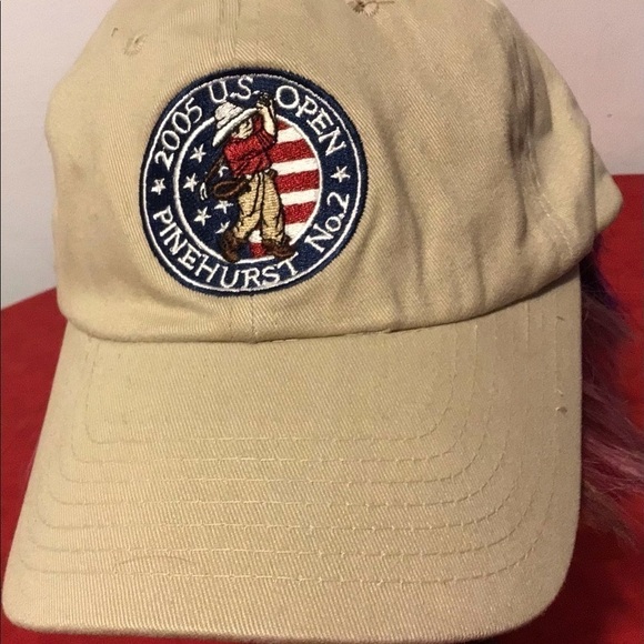 Us Open Golf Tournament Hat Baseball Cap Beige Tan 2005 Pinehurst PGA Tour VTG - Picture 2 of 7
